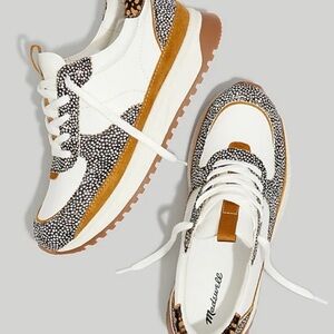 Madewell White and Brown Patterned Sneakers